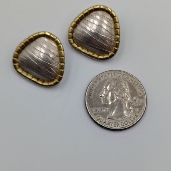 Vintage Jane Bohan Sterling Silver 925 18K Gold Clip On Modernist Earrings Rare - Picture 13 of 13
